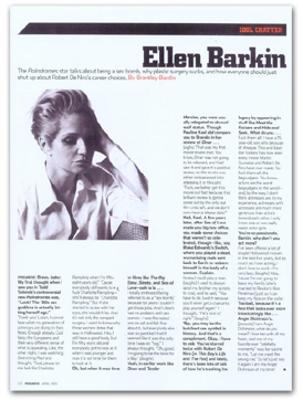 "Idol Chatter"--Ellen Barkin